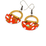 Orange Tiger Recycled Metal Brass Half Moon Earrings