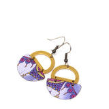 Purple Merry Go Round Recycled Metal Brass Half Moon Earrings