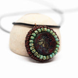 Turquoise Red Dragonfly Round Necklace